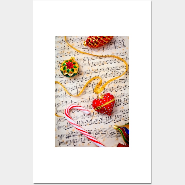 Red Heart Ornament On Sheet Music Wall Art by photogarry